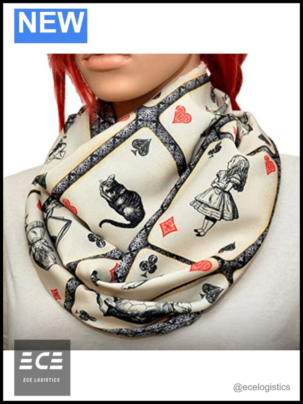 Handmade Alice in Wonderland Infinity Scarf Soft Poly Cotton Loop